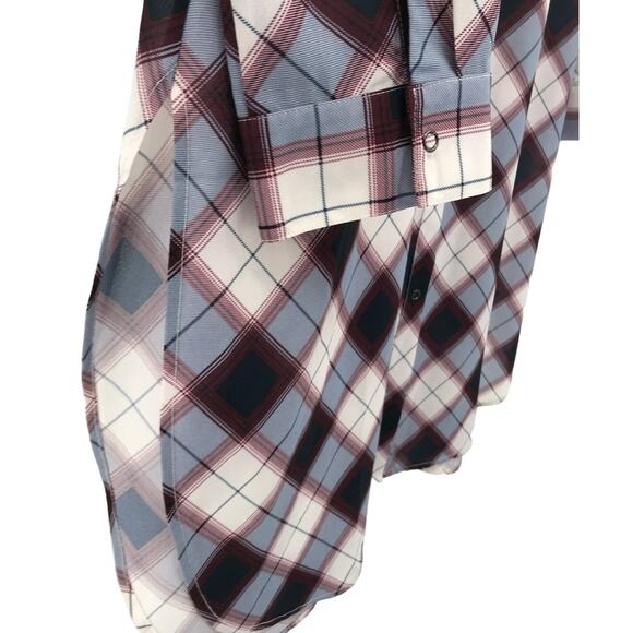 Prana Nautical Plaid Snap Front Flit Maxi Shirt Womens L - Picture 8 of 11